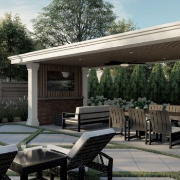 landscape design and build with inground pool and cabana